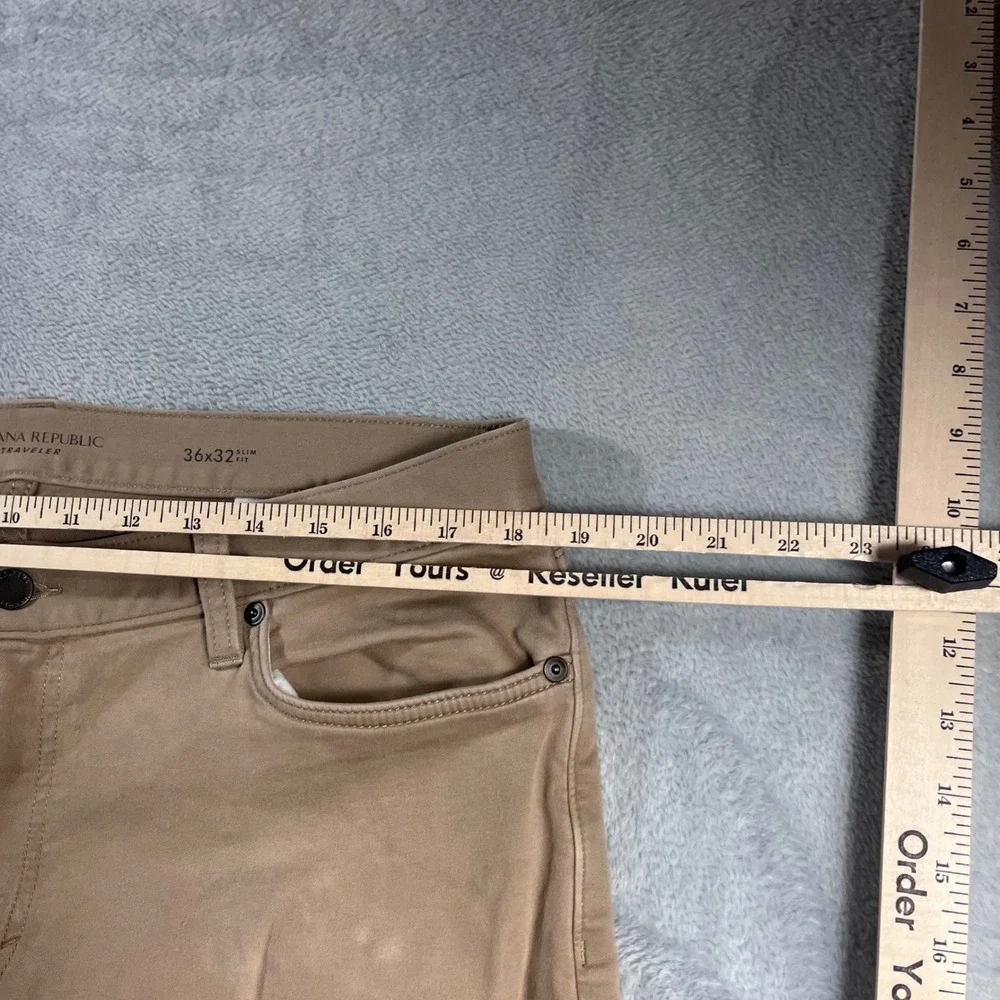 Banana Republic Traveler Slim Fit Khaki Chino Pants Mens 36x32 Tan Five Pocket